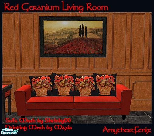 Sims 2 — Red Geranium Living Room -Sofa by amythestfenix — A new recolor of the lovely Arizona sofa by shtinky00.