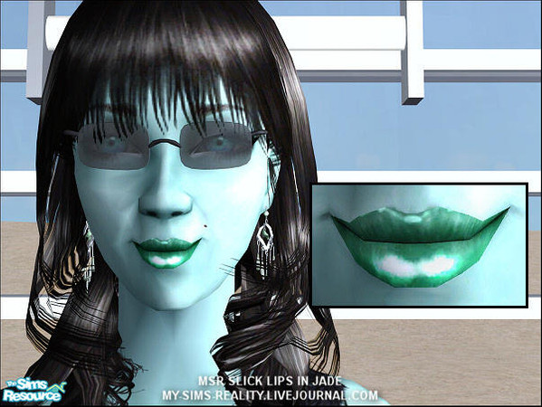 Sims 2 — MSR Slick Lips in Jade - Individual by my_sims_reality — 