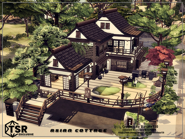 Sims 4 — Asian cottage by Danuta720 — Created exclusively for TSR. This small stylish cottage is located by the ocean.