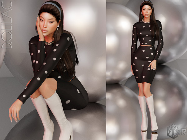Sims 4 — Crop Polka Dot Top [SET] DO0120 by DOLilac — Custom thumbnail