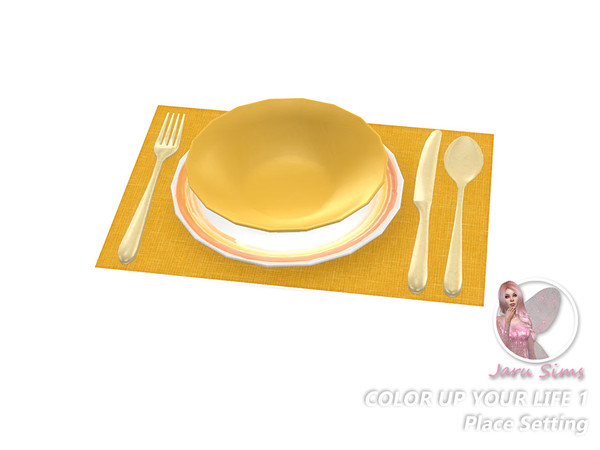 Sims 4 — Color up your life 1 - Place setting by Jaru_Sims — A dinig room set in bright colors. Have fun! Set Contains: