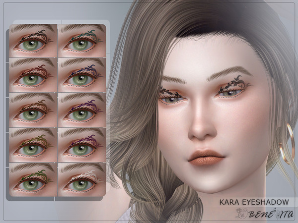 Sims 4 — Kara Eyeshadow (HQ) by Benevita — Kara Eyeshadow Makeup Category HQ Compatible 10 Swatches For Female (Teen to