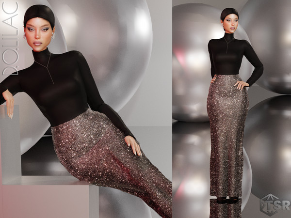 Sims 4 — Sequin Maxi Skirt [SET] DO0126 by DOLilac — Custom thumbnail