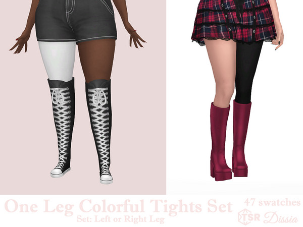 Sims 4 — One Leg Colorful Tights (Right) by Dissia — One leg - left or right - tights in many colors!