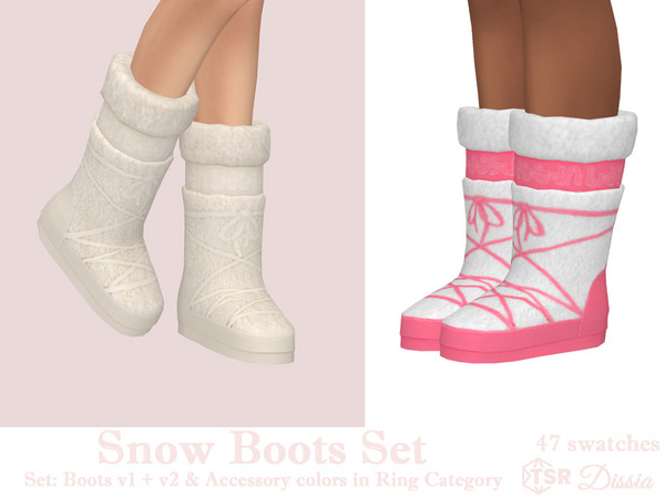 Sims 4 — Snow Boots Accessory (Ring Category) by Dissia — Chunky big snow boots perfect for cold winter weather