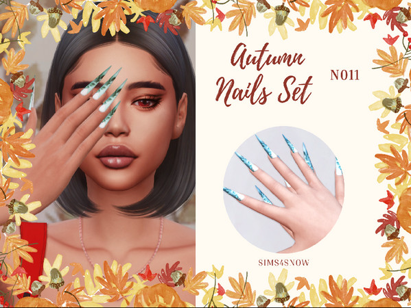 Sims 4 — Autumn Nails Set N011 by Sims_Snow — 4 Swatches