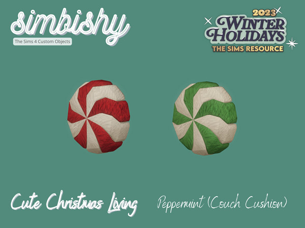 Sims 4 — SIMBISHY Cute Christmas Peppermint Cushion (Couch Cushion) by simbishy — Merry Christmas! This is a set of 10