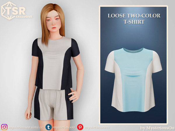 Sims 4 — Loose two color t-shirt by MysteriousOo — Loose two color t-shirt in 12 colors