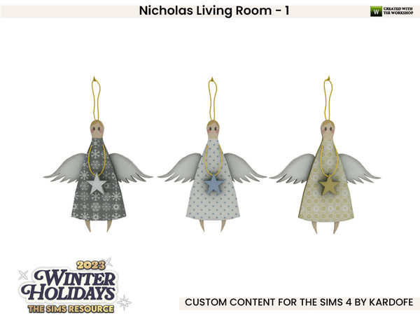 Sims 4 — Nicholas Living Room_Angel by kardofe — First part of a living room, decorated for Christmas, in this one you