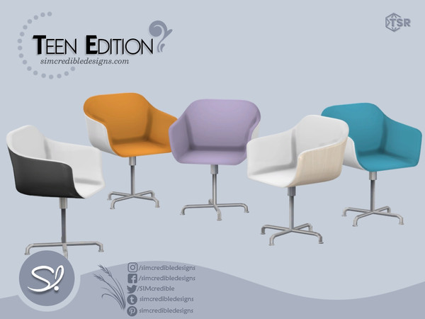 Sims 4 — Teen Edition Office chair by SIMcredible! — This is a colorful bedroom set for your younger sims :) Instead of a