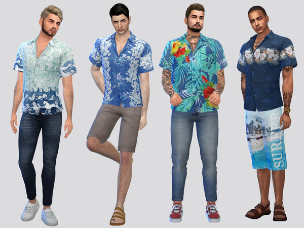 The Sims Resource - Blue Tropics Shirt (Jungle Adventure GP)