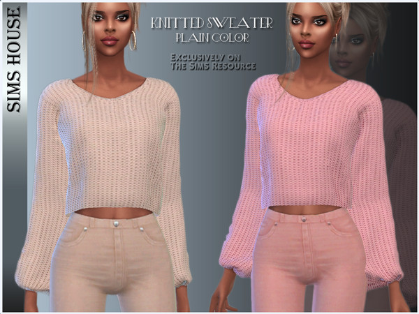Sims 4 — KNITTED SWEATER PLAIN COLOR by Sims_House — KNITTED SWEATER PLAIN COLOR
