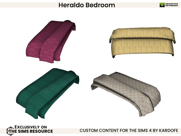 Sims 4 — kardofe_Heraldo Bedroom_Blanket by kardofe — Industrial style bedroom, whose main piece is a large fireplace