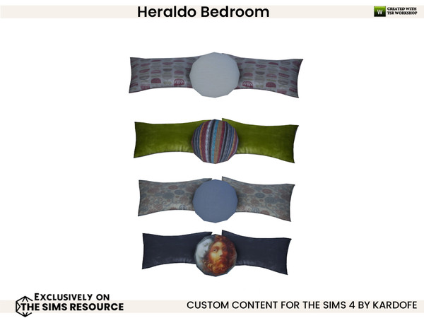 Sims 4 — kardofe_Heraldo Bedroom_Cushions by kardofe — Industrial style bedroom, whose main piece is a large fireplace