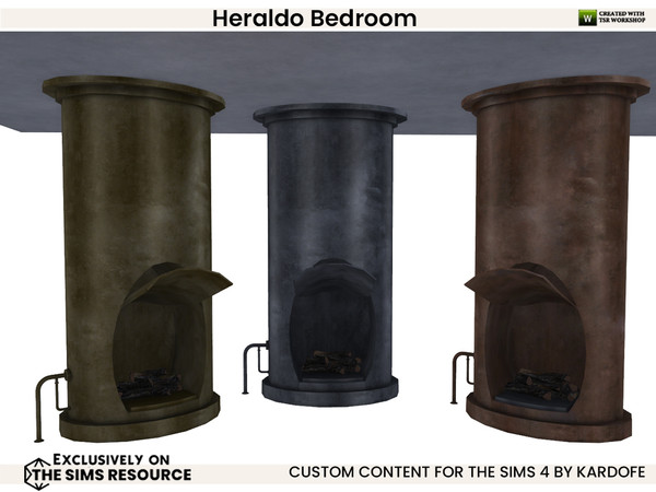 Sims 4 — kardofe_Heraldo Bedroom_Fireplace by kardofe — Industrial style bedroom, whose main piece is a large fireplace