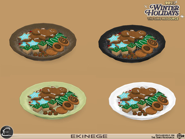Sims 4 — Winter Holiday 2023 Collection - Cookie Plate by ekinege — A warm and cozy fireplace room.