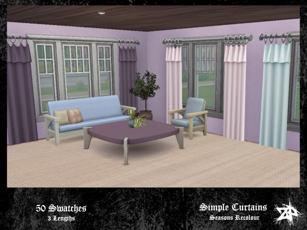 Sims 4 — (Recolour) Simple Curtains Long by zozoparx — These curtains are a recolour of ones from the "Seasons"