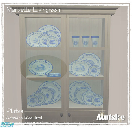 Sims 2 — Marbella Plates 5 new mesh by Mutske — Plates to fill your cabinets. You can use all recolors from the plate