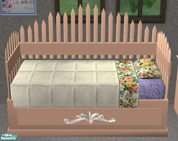 Sims 2 — Peach Garden Bedroom - Peach Garden Bed by Riverwillows — A beautiful bedroom in peach and garden flowers.