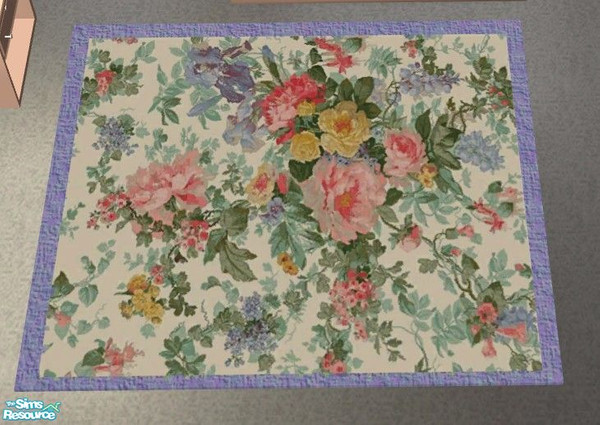 Sims 2 — Peach Garden Bedroom - 3x4 Rug by Riverwillows — A beautiful bedroom in peach and garden flowers. Perfect for