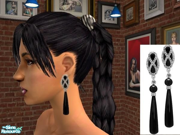 Sims 2 — Long Black Earrings by joannejt2003 — 