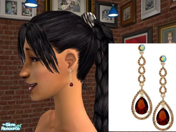 Sims 2 — Gold and Garnet Earrings by joannejt2003 — 