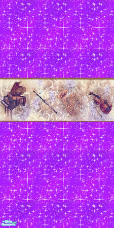 Sims 2 — heavens music by skinflin — purple glitter star wall with music border..trsaa