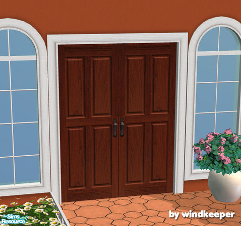 Sims 2 — Waterfront double door diagonal by Windkeeper — *Updated Nov 2,07 - light effect removed* Diagonal version of