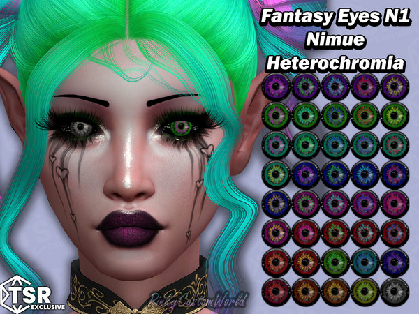 Sims 4 — FantasyEyes N1 - Nimue Heterochromia Toddler.package by PinkyCustomWorld — Colorful fantasy eyes in a wide