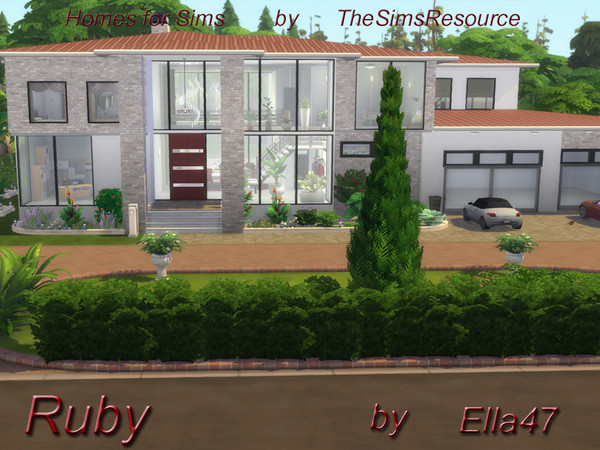 Sims 4 — Ruby by ella47 — Ruby is verry nice Home for your Sims.. Big Windows and Livingroom end Hallway open till below.