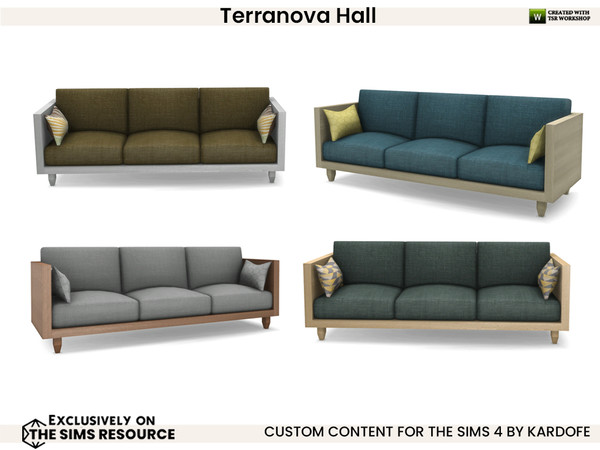 Sims 4 — kardofe_Terranova Hall_Sofa by kardofe — Living room with straight lines and natural wood, to create a light and