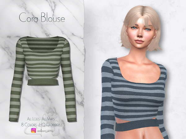 Sims 4 — Cora Blouse - ACN 352 by Asilkan — - 8 Colors