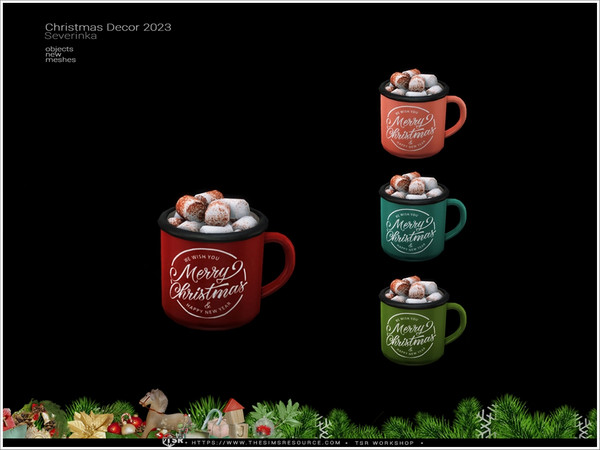 Sims 4 — ChristmasDecor2023 - cup by Severinka_ — A set of Christmas decor. - a mug of hot chocolate - a mug of hot