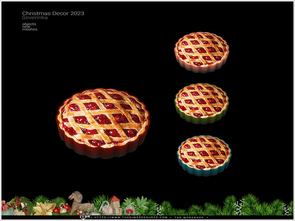 Sims 4 — ChristmasDecor2023 - pie by Severinka_ — A set of Christmas decor. - a mug of hot chocolate - a mug of hot