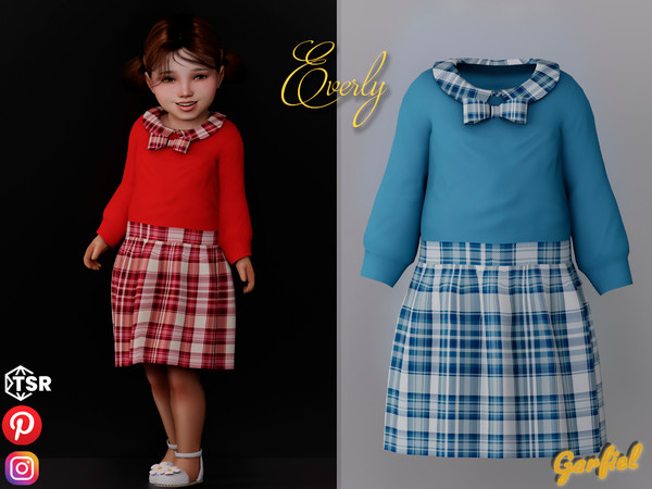 The Sims Resource - Everly - Cute Plaid dress