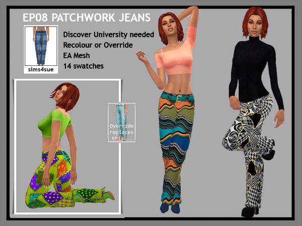 The Sims Resource - EP08 Patchwork Jeans