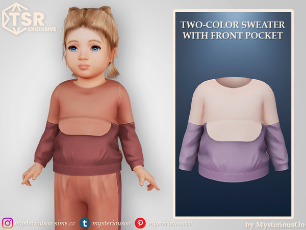 Sims 4 — Two color sweater with front pocket by MysteriousOo — Two color sweater with front pocket in 8 colors for
