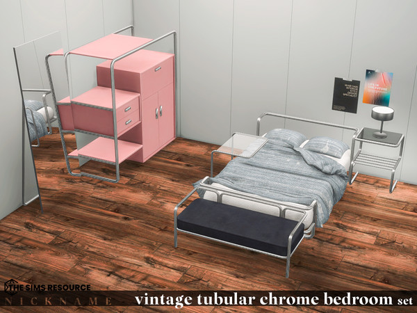 Sims 4 — vintage tubular chrome bedroom set by NICKNAME_sims4 — vintage tubular chrome bedroom set 10 package files.