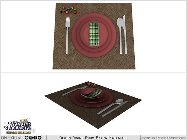 Sims 4 — Olwen Placemat With Fork, Knife, Spoon And Plates by Onyxium — Onyxium@TSR Design Workshop Dining Room