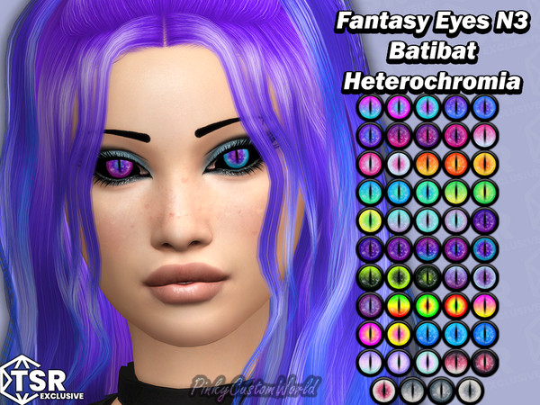Sims 4 — FantasyEyes N3 - Batibat Heterochromia T-E by PinkyCustomWorld — Beautiful fantasy eyes with reptile like pupil