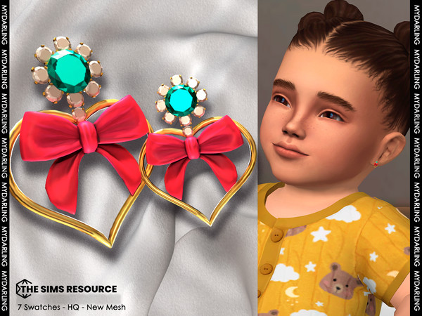 Sims 4 — infant gem heart earring NA384 by Mydarling20 — new mesh
