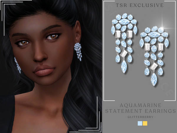 The Sims Resource - Aquamarine Statement Earrings