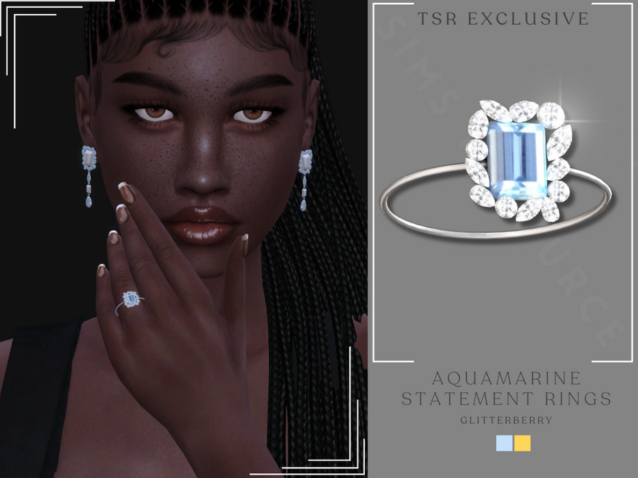 The Sims Resource - Aquamarine Statement Ring