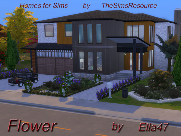 Sims 4 — Flower by ella47 — Flower is a verry nice home for your Sims. With 5 Bedrooms and Bathrooms. Gameroom, Gym,