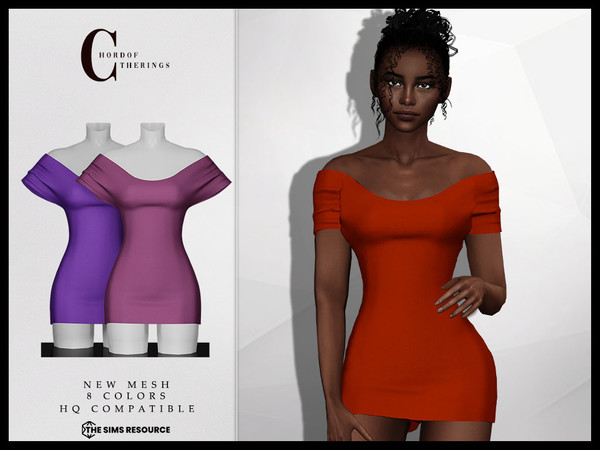 The Sims Resource - Off Shoulder Dress D-320