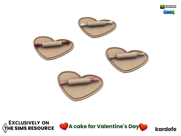Sims 4 — kardofe_A cake for Valentines Day_Board and roller by kardofe — Decorative, heart-shaped cutting board and