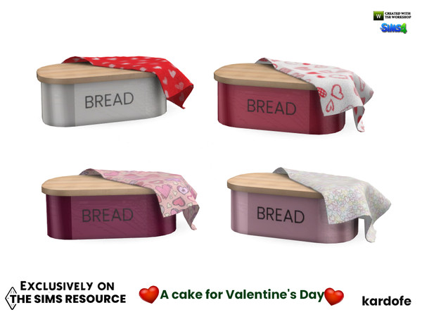 Sims 4 — kardofe_A cake for Valentines Day_Bread bin by kardofe — Bread storage tin, with a tea towel on top, in four