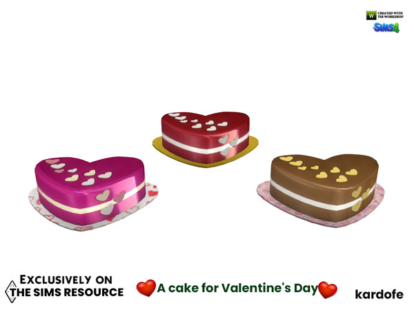 Sims 4 — kardofe_A cake for Valentines Day_Cake by kardofe — Heart-shaped cake with shiny icing on top, in three