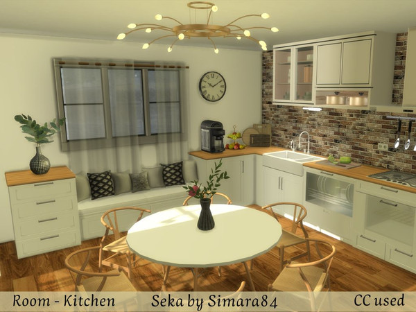 Sims 4 — Seka by Simara84 — A modern kitchen with dining table for six sims. Very bright, the special feature is the