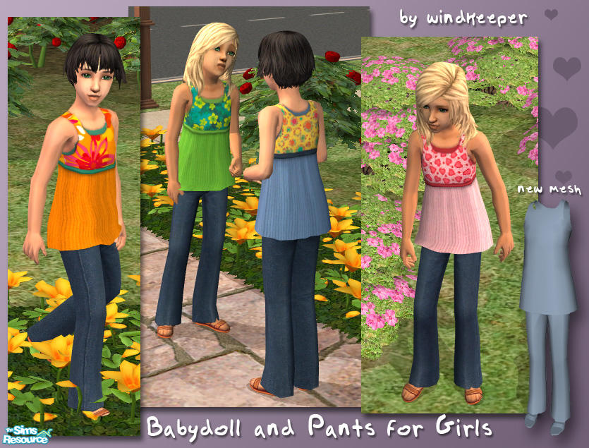 The Sims Resource - Girls Babydoll and Pants